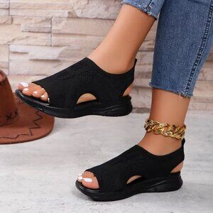 Women shoes Open-Toe Thick Sole Casual Roman Style with Insulated Rubber Sole